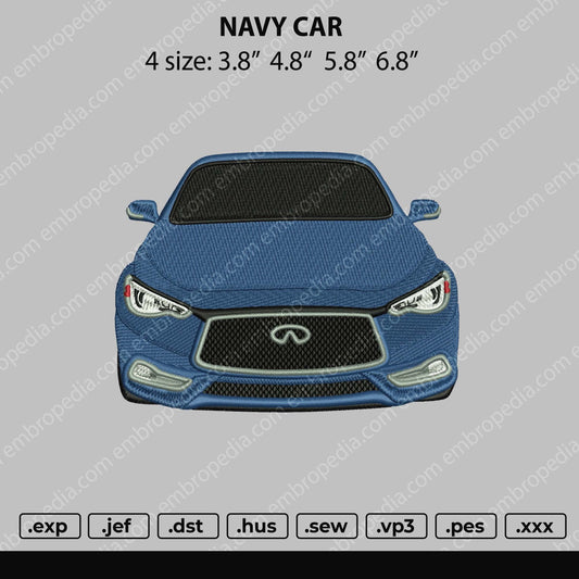 Navy Car Embroidery File 4 size