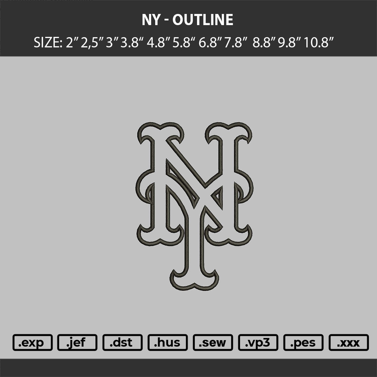 NY - Outline logo Embroidery Machine Design Files
