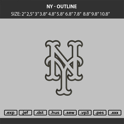 NY - Outline logo Embroidery Machine Design Files