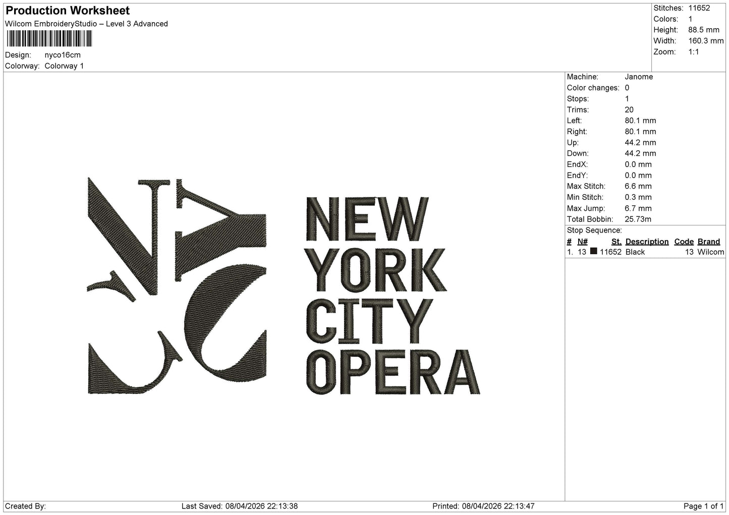 Nyco Embroidery File 6 sizes
