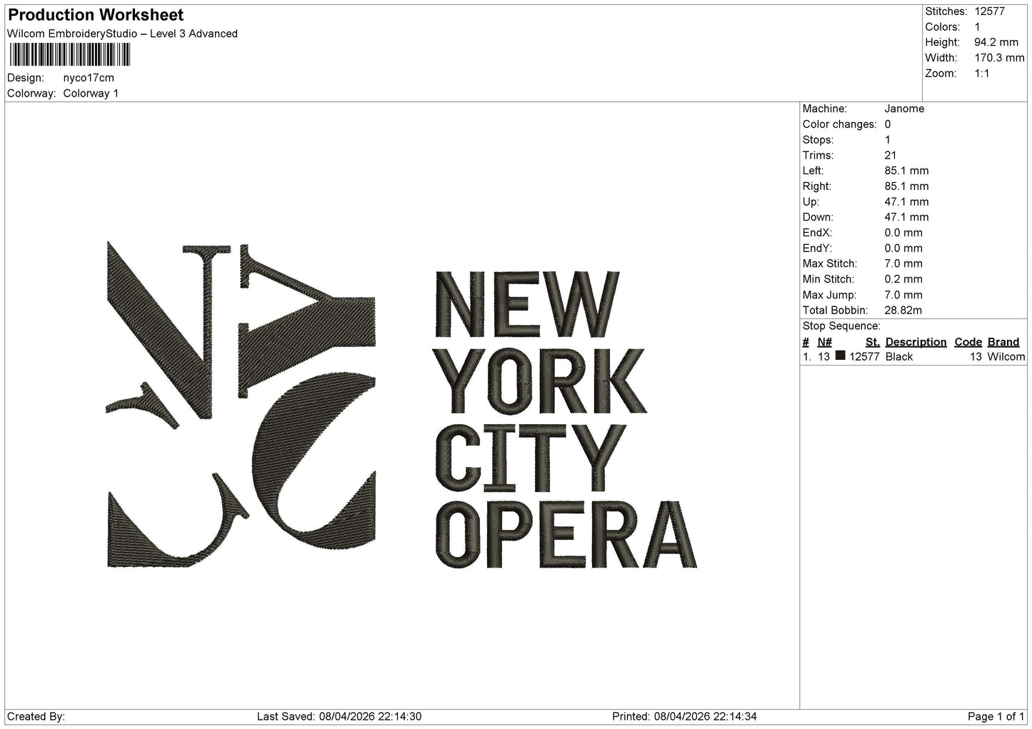 Nyco Embroidery File 6 sizes