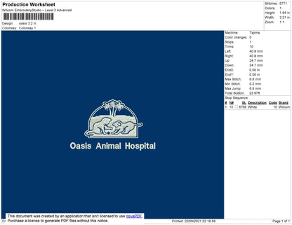 Oasis Embroidery File 4 size