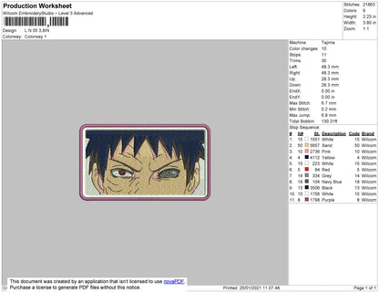 Obito Eyes Embroidery File 4 size