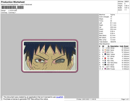 Obito Eyes Embroidery File 4 size