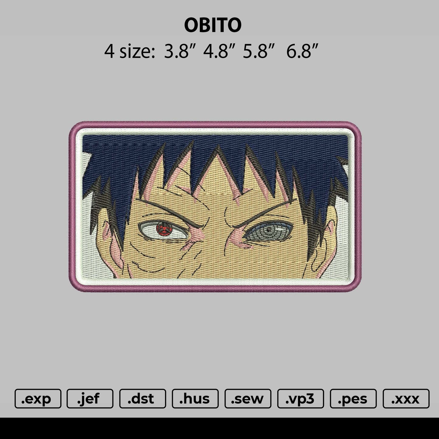 Obito Eyes Embroidery File 4 size