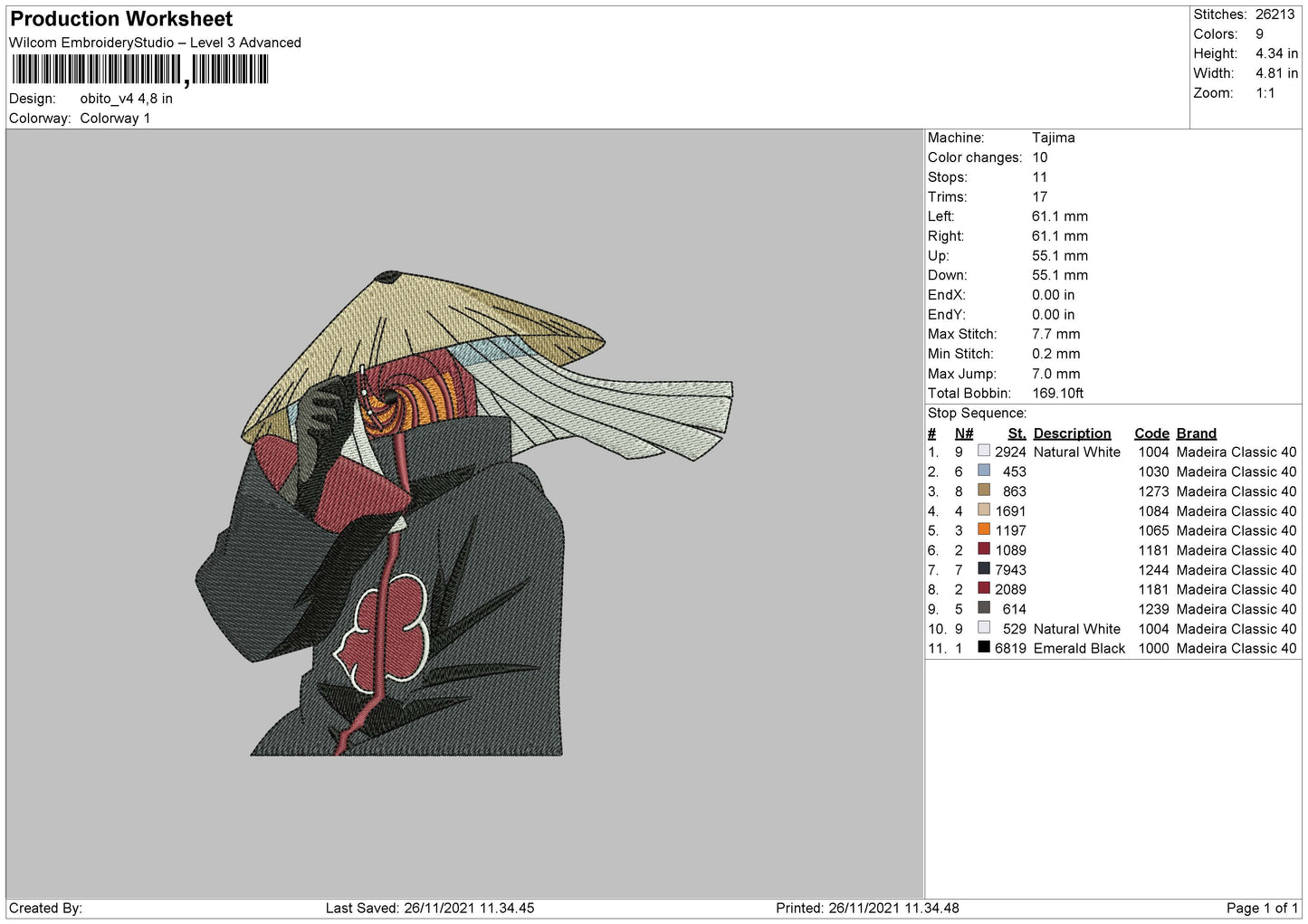 Obito V4 Embroidery File 4 size