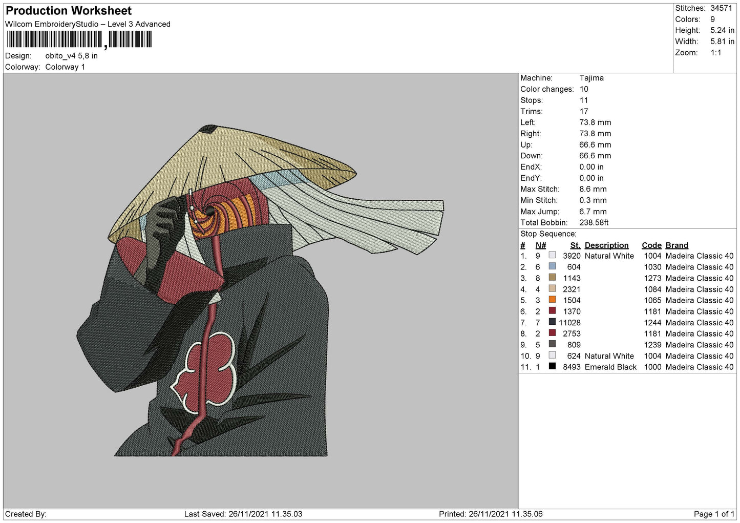 Obito V4 Embroidery File 4 size