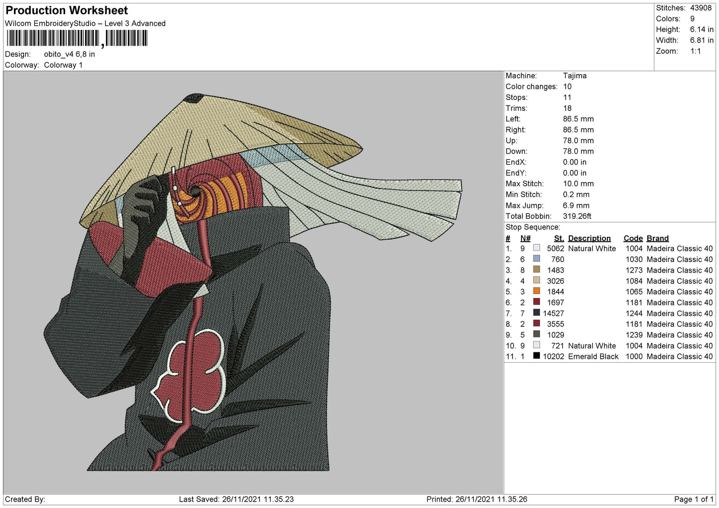 Obito V4 Embroidery File 4 size