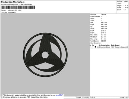 Obito Eye BW Embroidery File 4 size