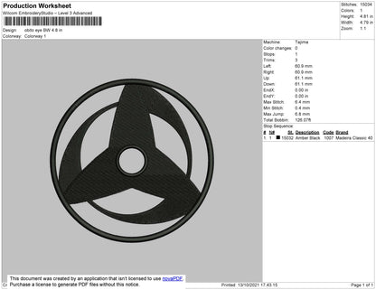 Obito Eye BW Embroidery File 4 size