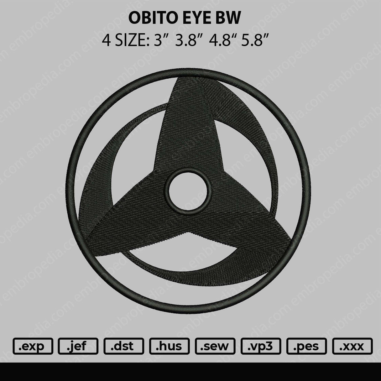 Obito Eye BW Embroidery File 4 size