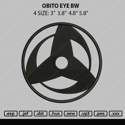 Obito Eye BW Embroidery File 4 size