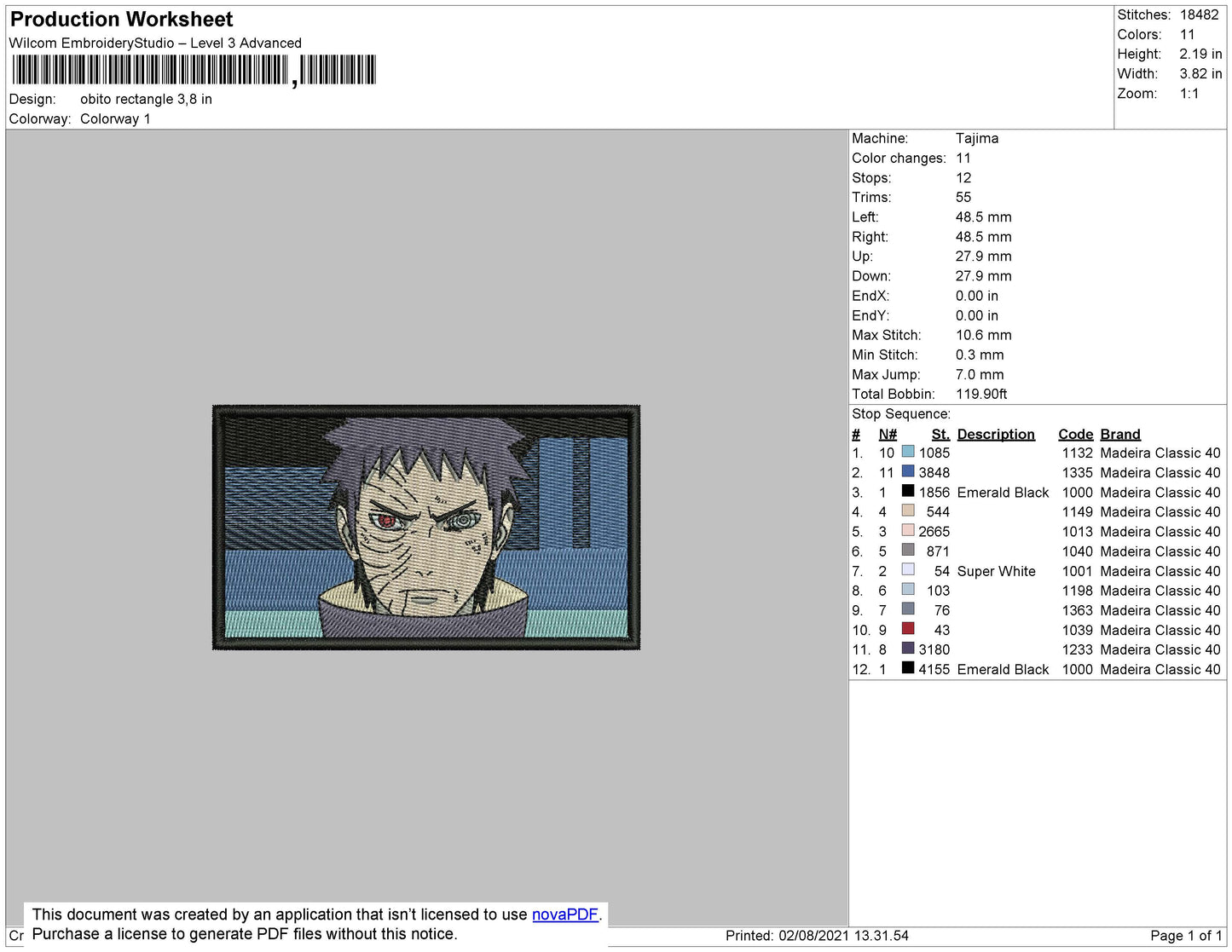 Obito Rectangle Embroidery File 4 size