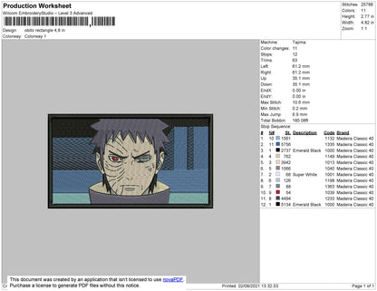 Obito Rectangle Embroidery File 4 size