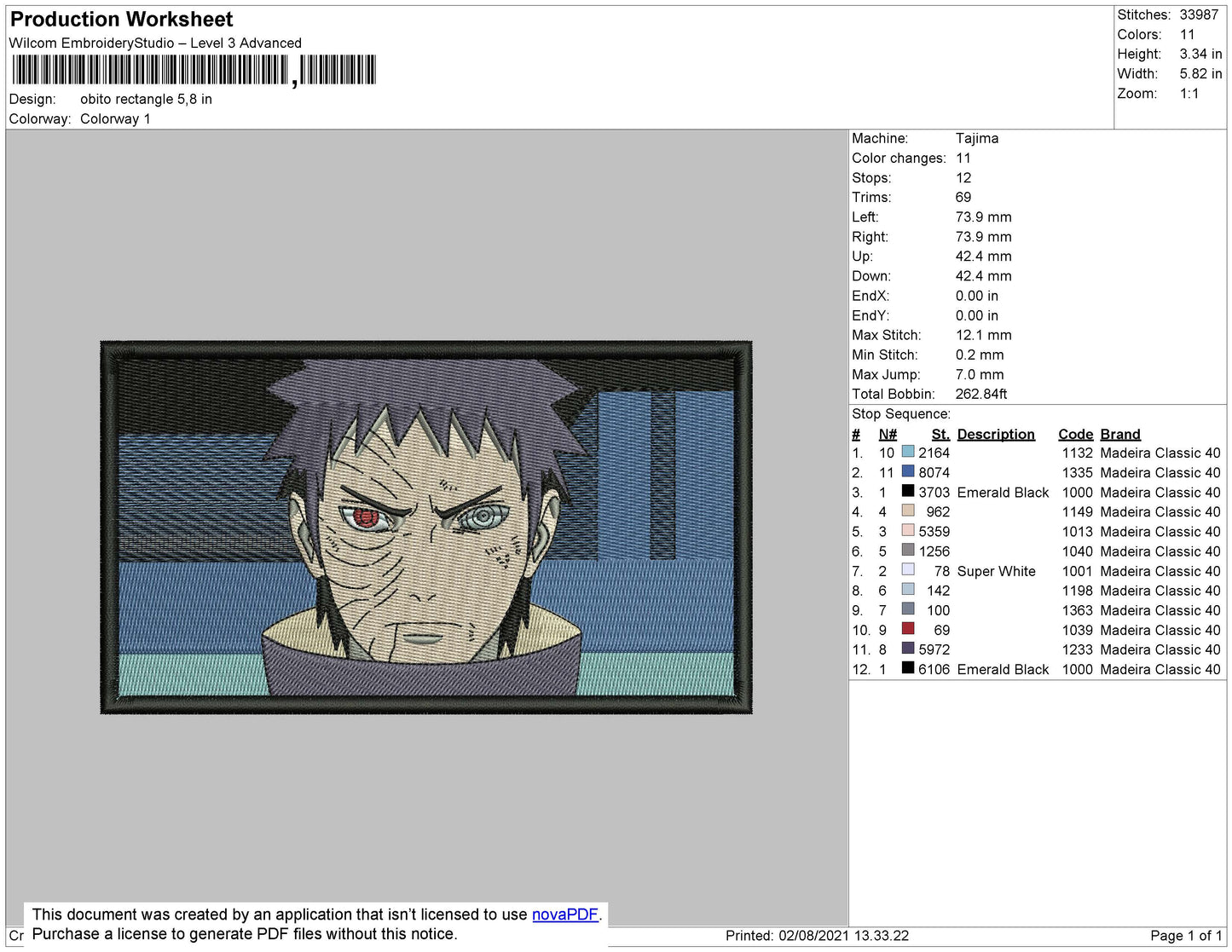 Obito Rectangle Embroidery File 4 size