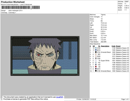 Obito Rectangle Embroidery File 4 size