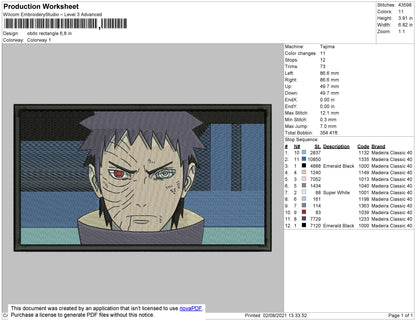 Obito Rectangle Embroidery File 4 size