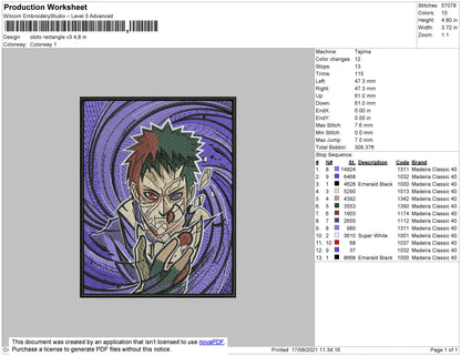 Obito Rectangle V3 Embroidery File 4 size