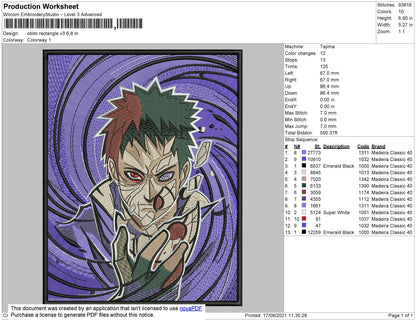 Obito Rectangle V3 Embroidery File 4 size