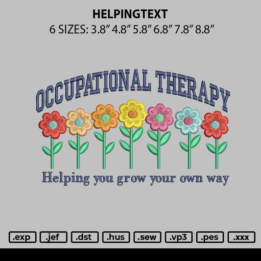 Helpingtext 0412 Embroidery File 6 sizes