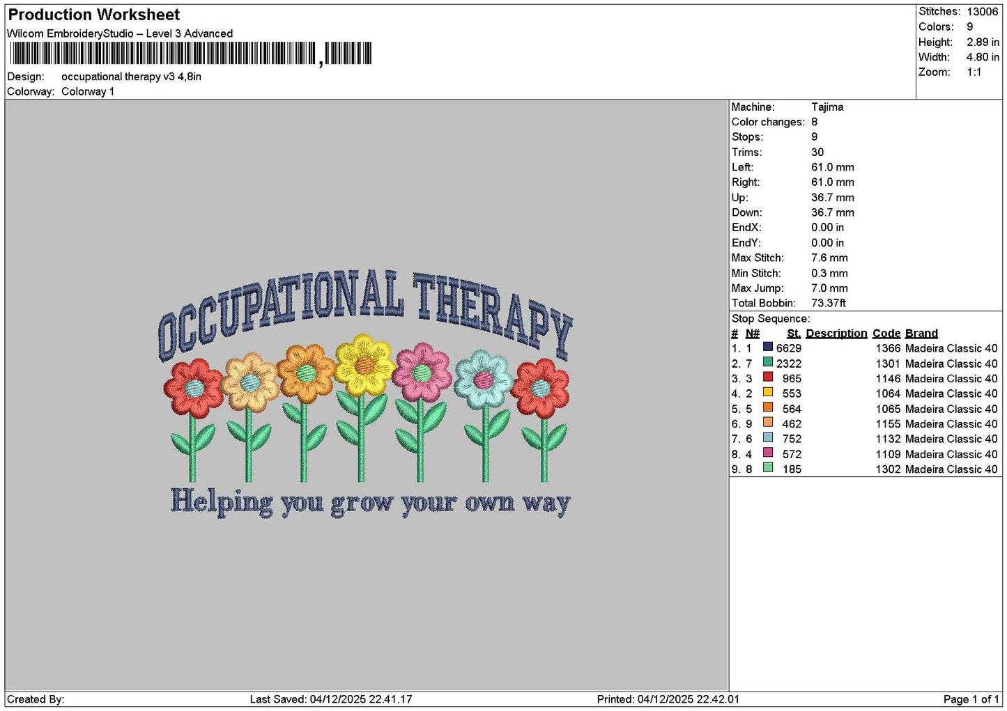 Helpingtext 0412 Embroidery File 6 sizes