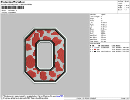 O Cow Embroidery File 4 size