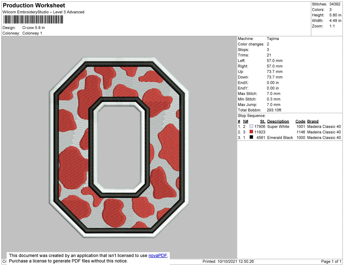 O Cow Embroidery File 4 size
