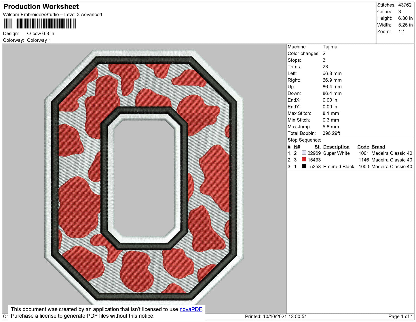 O Cow Embroidery File 4 size