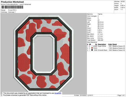 O Cow Embroidery File 4 size