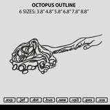 Octopus Outline Embroidery File 6 sizes