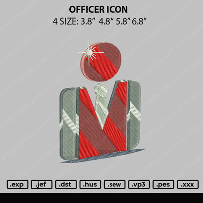 Officer Icon Embroidery File 4 size