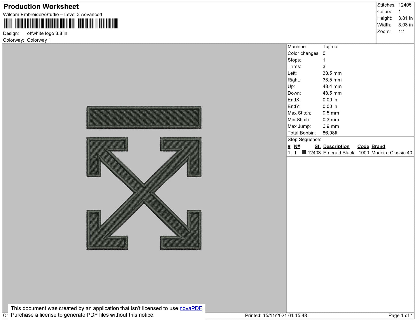 Offwhite Logo Embroidery File 7 size