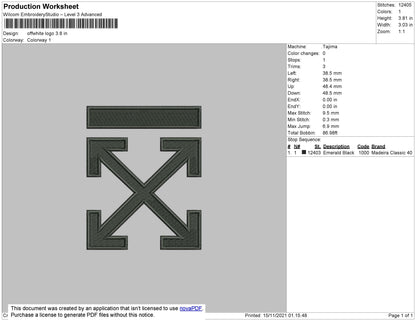 Offwhite Logo Embroidery File 7 size