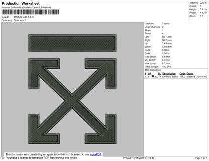 Offwhite Logo Embroidery File 7 size