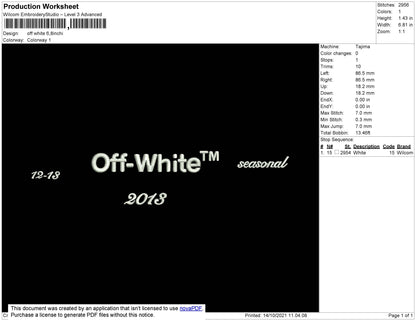 Off White Embroidery File 4 size
