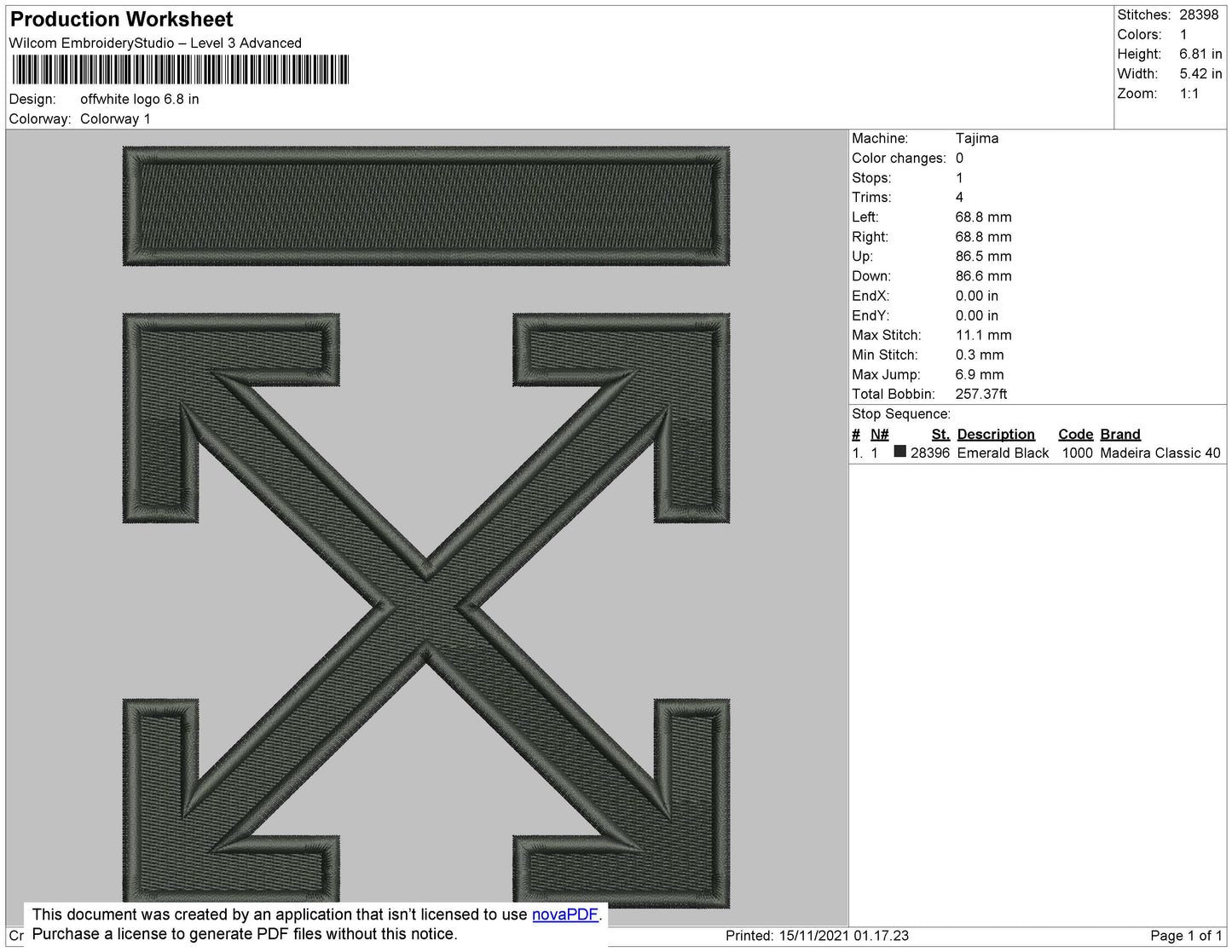Offwhite Logo Embroidery File 7 size