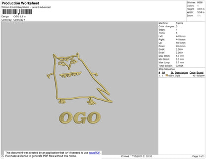 OGO Embroidery File 5 size