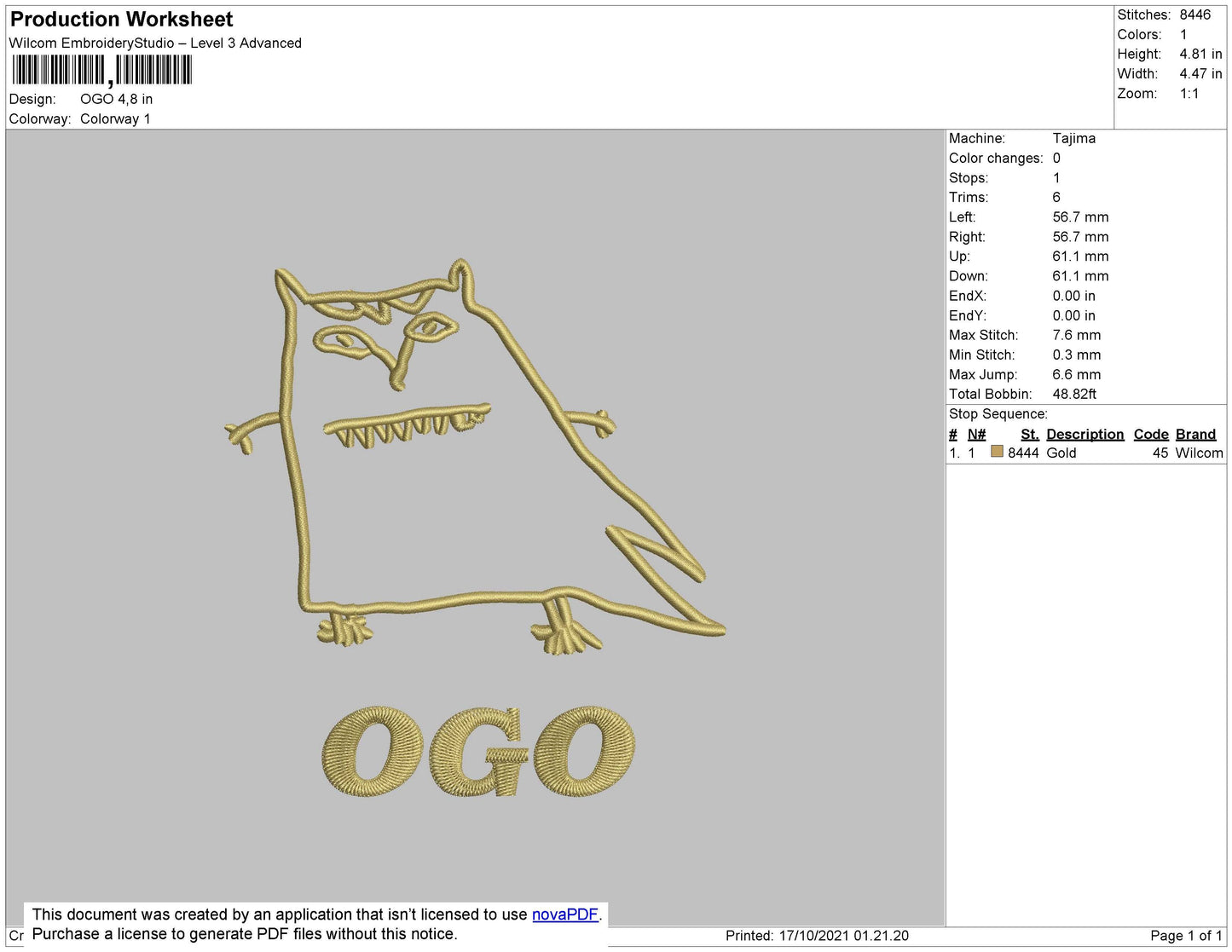 OGO Embroidery File 5 size