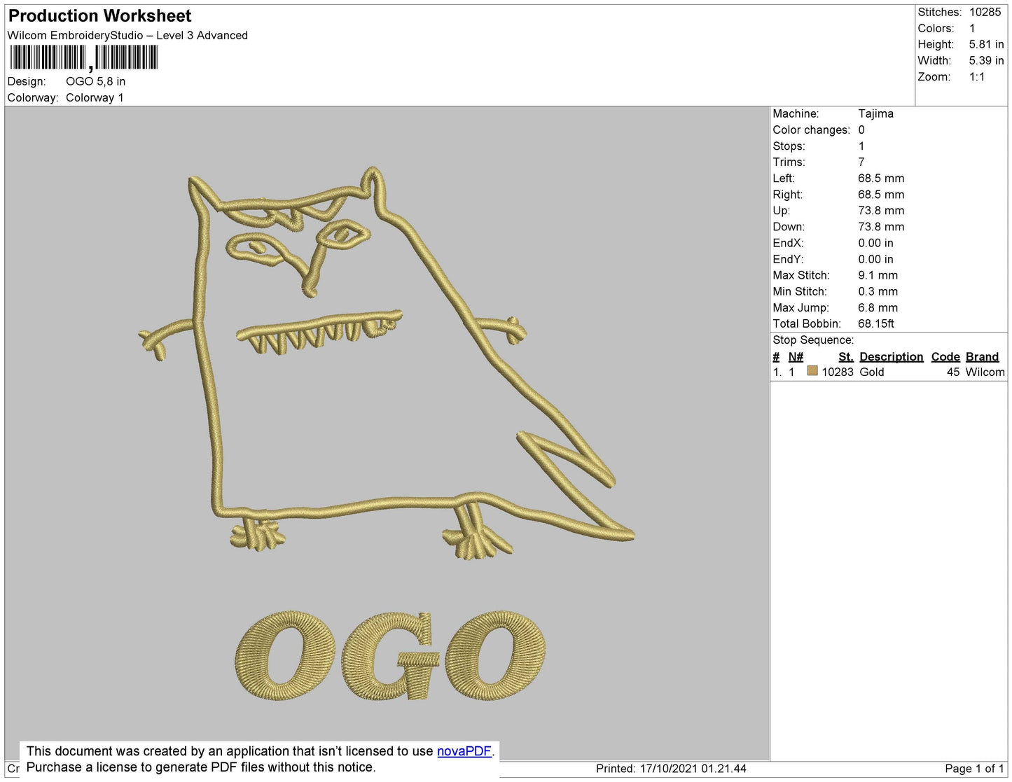 OGO Embroidery File 5 size