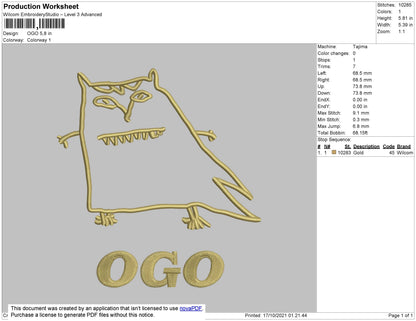 OGO Embroidery File 5 size