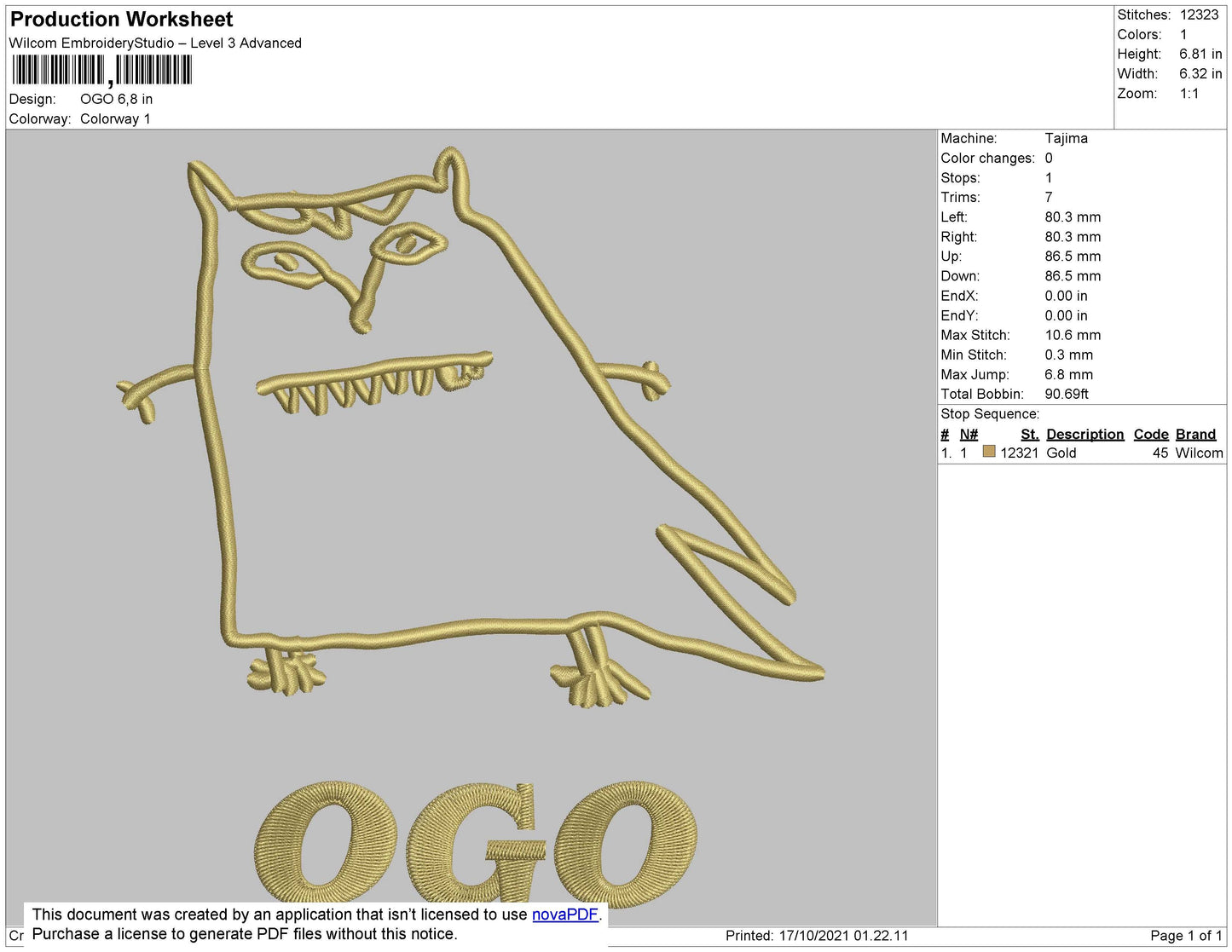 OGO Embroidery File 5 size