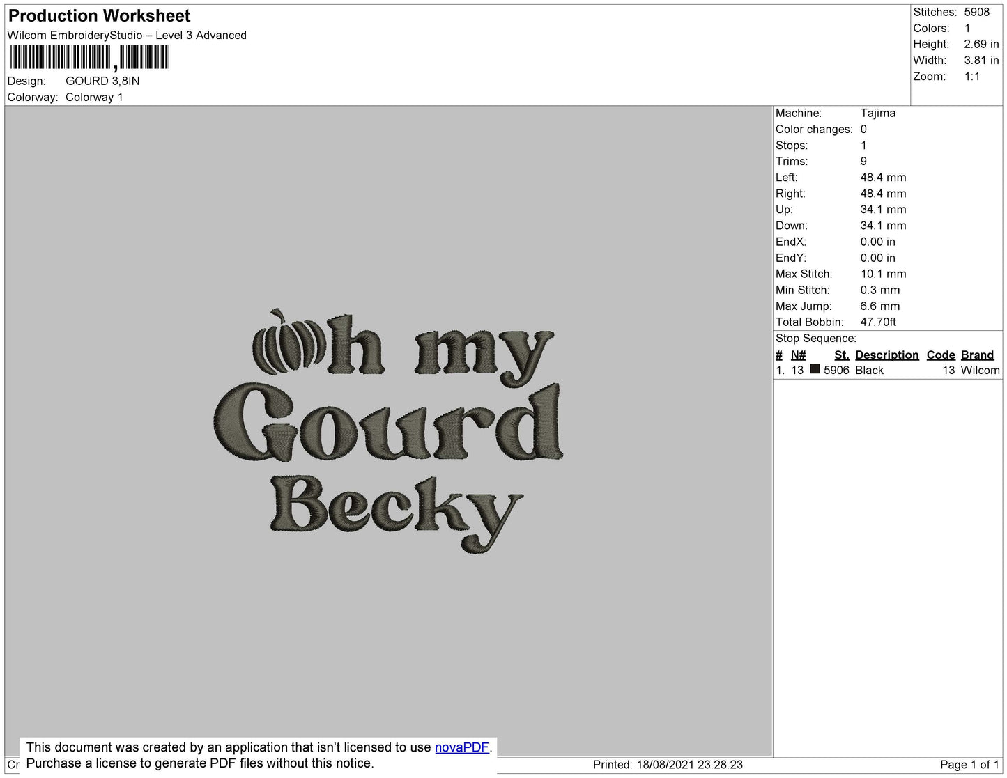 Oh My Gourd Embroidery File 4 size