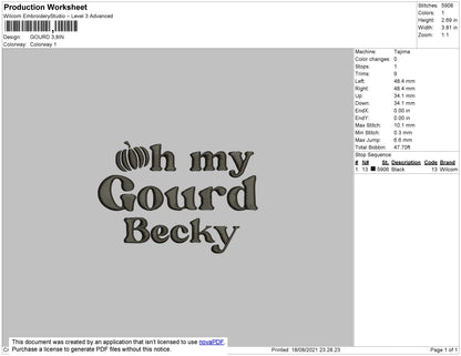 Oh My Gourd Embroidery File 4 size