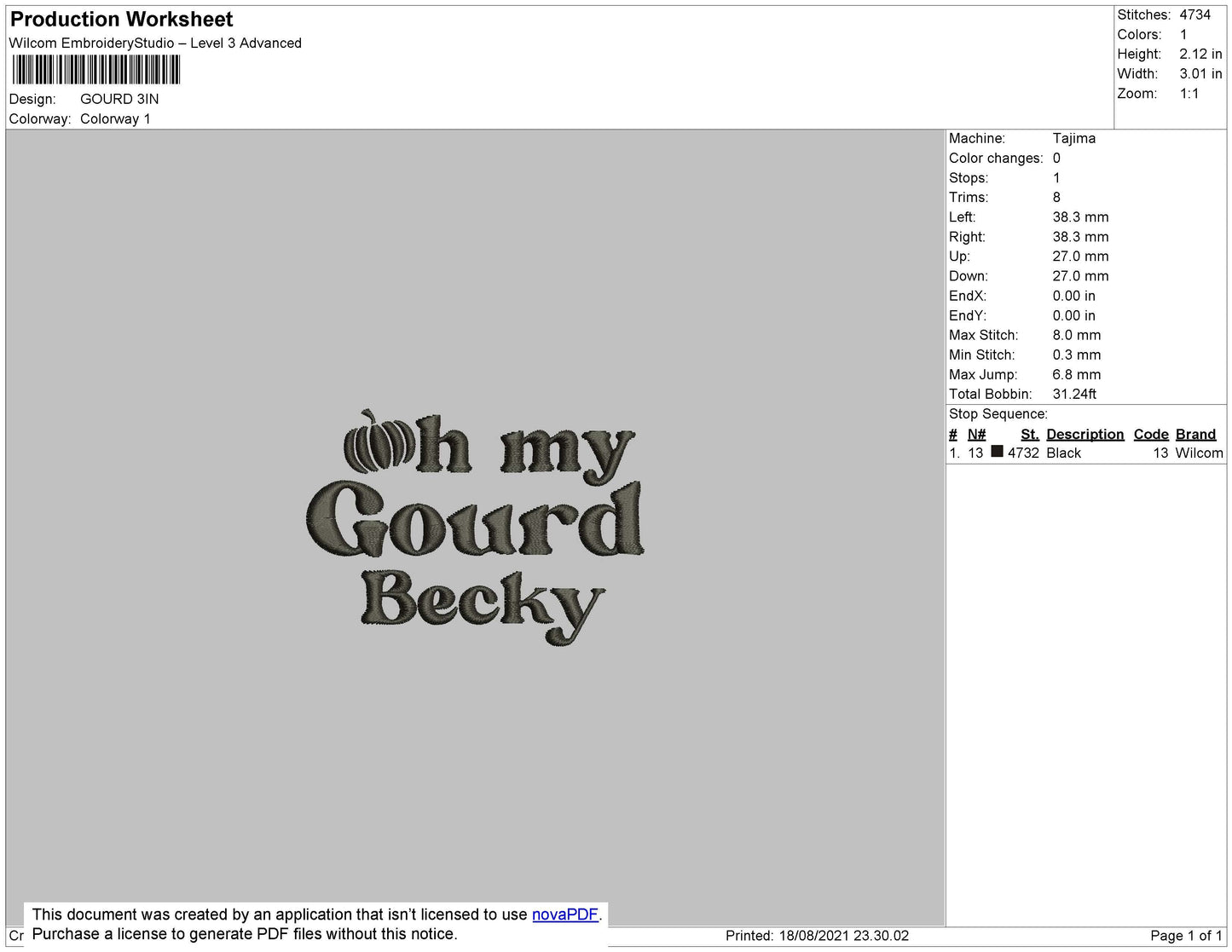 Oh My Gourd Embroidery File 4 size