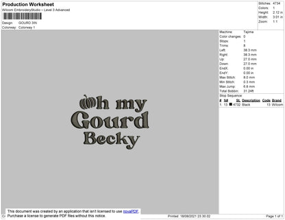 Oh My Gourd Embroidery File 4 size