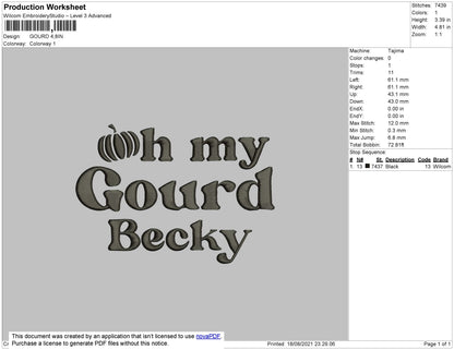 Oh My Gourd Embroidery File 4 size