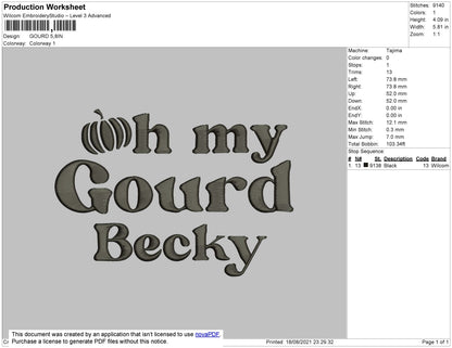 Oh My Gourd Embroidery File 4 size