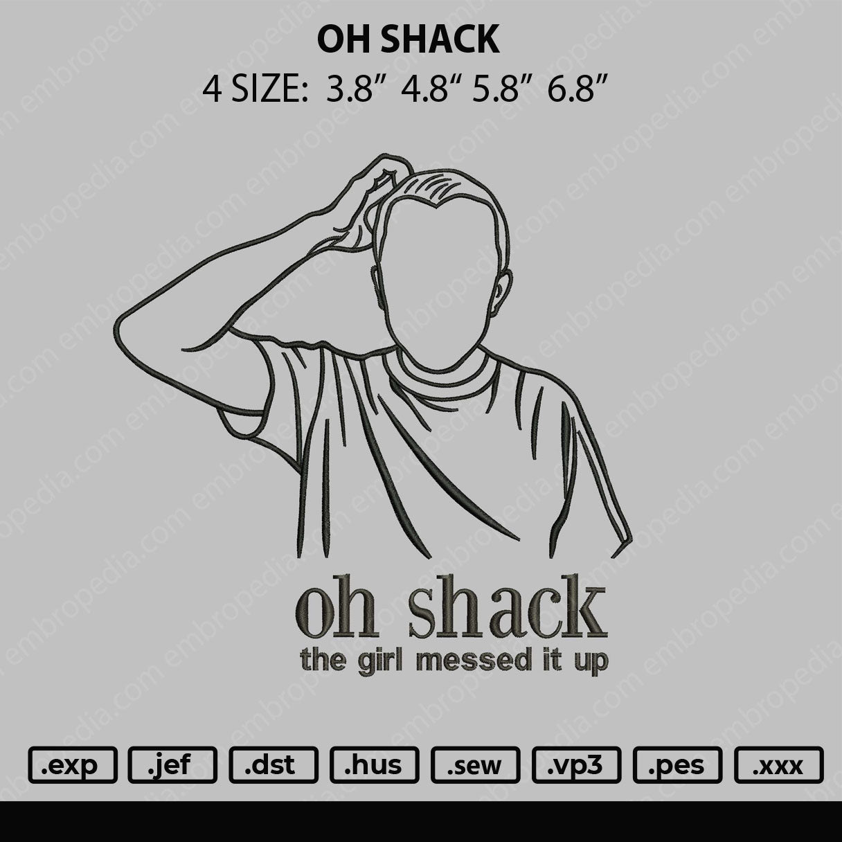 Oh Shack Embroidery File 4 size