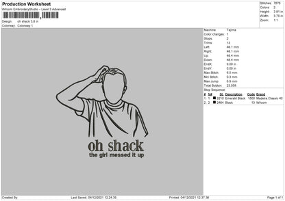 Oh Shack Embroidery File 4 size