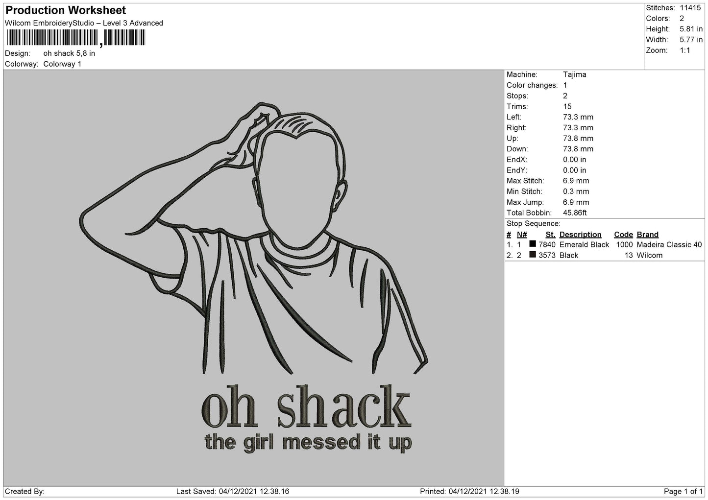 Oh Shack Embroidery File 4 size